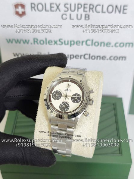 Rolex Daytona Paul Newman Super Clone Swiss Replica Watch | Ref 6241 | Vintage White 'Panda' Dial | Manual Winding 722-1 Swiss Clone Movement - Image 5