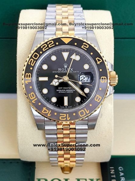 Rolex GMT Master II 2023 Two Tone Jubilee Bracelet Super Clone Swiss Replica Watch | Ref 126713GRNR | 3285 Swiss Movement
