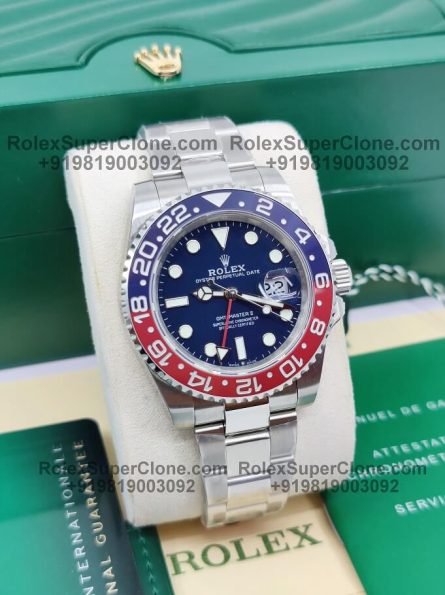 Rolex GMT Master II Pepsi Blue Dial Super Clone Swiss Replica Watch | Ref 126719BLRO | 3285 Swiss Movement - Image 4