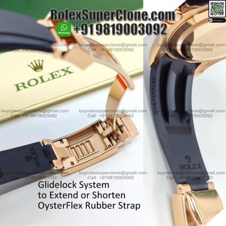 Rolex Yacht Master 18k Rose Gold Super Clone Swiss Replica Watch | OysterFlex Rubber Strap | Ref 126655 | 3235 Swiss Movement - Image 5