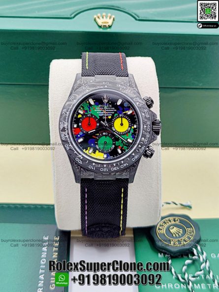 Rolex Daytona DIW Carbon Motley Multicolour Dial Super Clone Swiss Replica Watch | Custom Made Limited Edition | 4130 Swiss Movement - Image 5