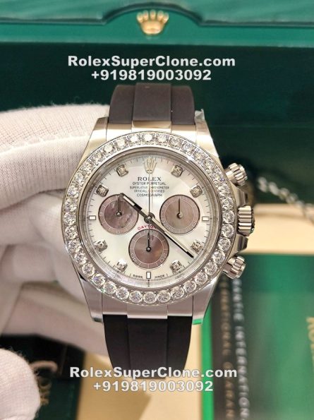 Rolex Daytona Mother of Pearl Dial Super Clone Swiss Replica Watch | OysterFlex Strap | Ref 126589RBR | 4131 Swiss Movement - Image 4