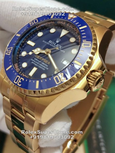 Rolex DEEPSEA 44mm Super Clone Swiss Replica Watch | 18k Gold Bracelet | Ref 136668LB | 3235 Swiss Movement - Image 5