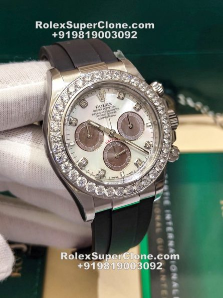 Rolex Daytona Mother of Pearl Dial Super Clone Swiss Replica Watch | OysterFlex Strap | Ref 126589RBR | 4131 Swiss Movement - Image 3