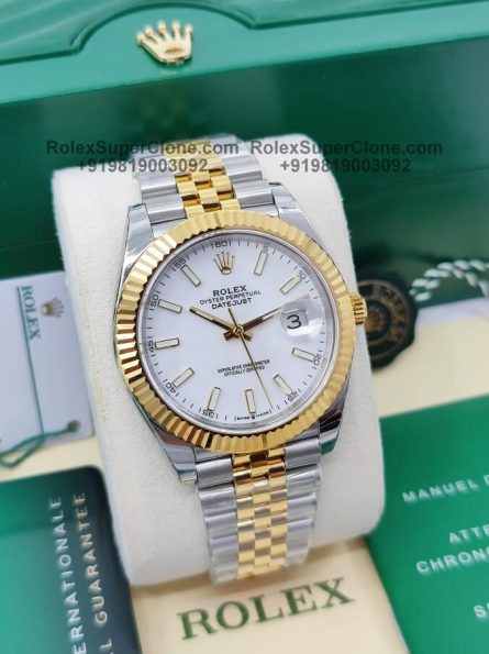 Rolex Datejust 41mm Super Clone Swiss Replica Watch | Two Tone Jubilee Bracelet | White Dial Ref 126333 | 3235 Swiss Movement - Image 3