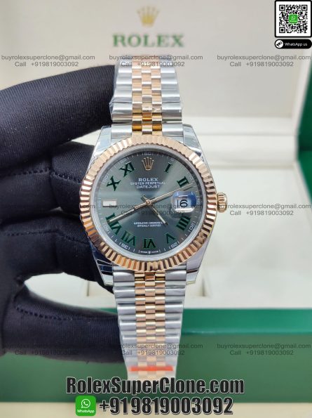 Rolex Datejust 41mm Super Clone Swiss Replica Watch | Two Tone Jubilee Bracelet | Wimbledon Dial Ref 126331 | 3235 Swiss Movement - Image 3