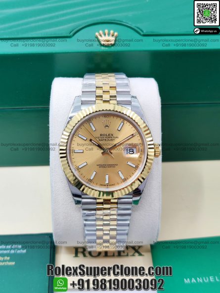 Rolex Datejust 41mm Super Clone Swiss Replica Watch | Two Tone Jubilee Bracelet | Champagne Dial Ref 126333 | 3235 Swiss Movement - Image 3
