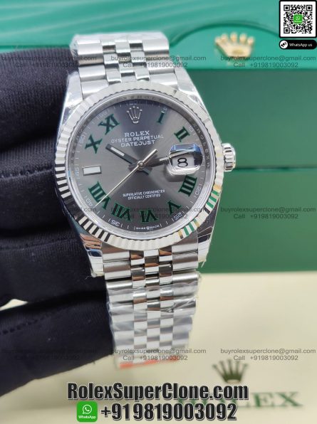 Rolex Datejust 36mm Super Clone Swiss Replica Watch | Wimbledon Dial Ref 126234 | 3235 Swiss Movement - Image 3
