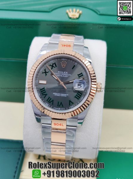 Rolex Datejust 41mm Super Clone Swiss Replica Watch | Two Tone Oyster Bracelet | Wimbledon Dial Ref 126331 | 3235 Swiss Movement - Image 3