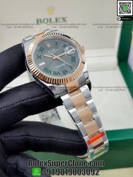 Rolex Datejust 41mm Super Clone Swiss Replica Watch | Two Tone Oyster Bracelet | Wimbledon Dial Ref 126331 | 3235 Swiss Movement - Image 4