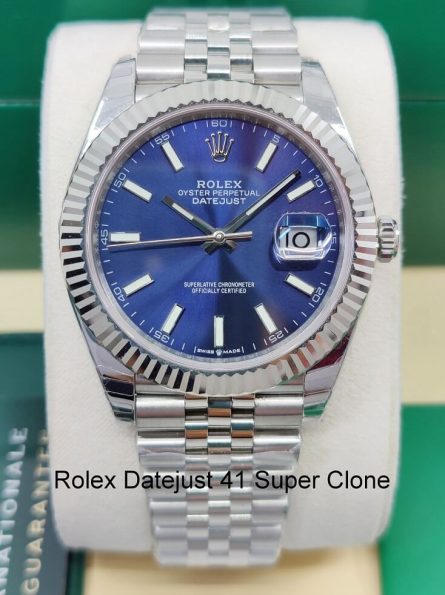 Rolex Datejust 41mm Super Clone Swiss Replica Watch | Blue Dial Ref 126334 | 3235 Swiss Movement