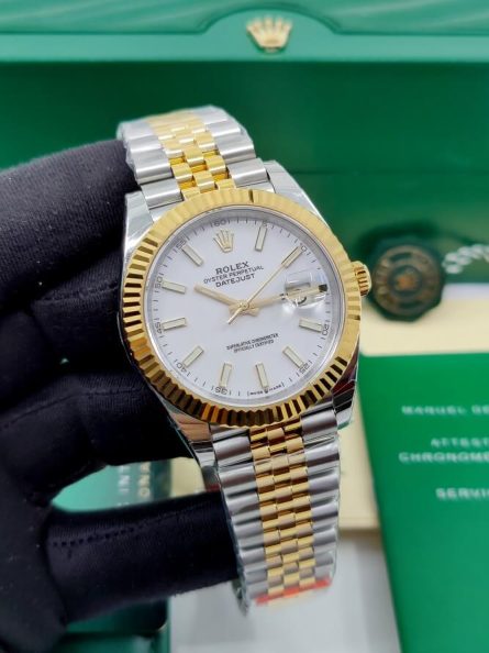 Rolex Datejust 41mm Super Clone Swiss Replica Watch | Two Tone Jubilee Bracelet | White Dial Ref 126333 | 3235 Swiss Movement - Image 5