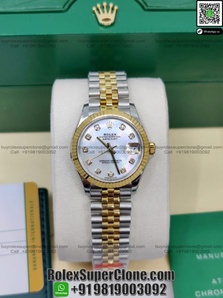 Rolex Datejust 31mm Super Clone Swiss Replica Watch | Mother of Pearl Dial with Diamonds Ref 278273 | 2236 Swiss Movement - Image 4