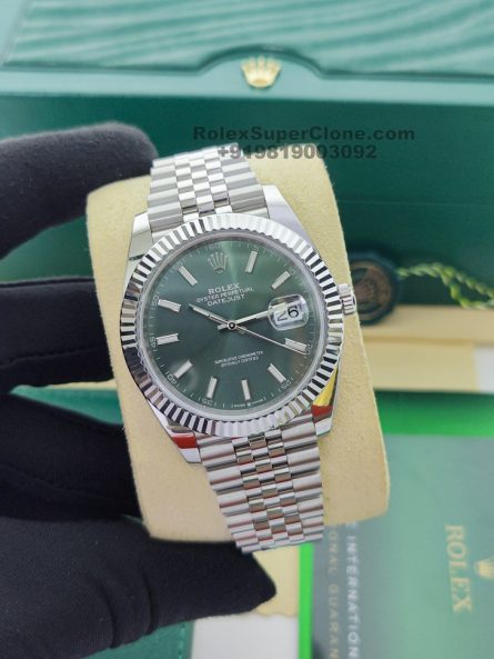 Rolex Datejust 41mm Super Clone Swiss Replica Watch | Mint Green Dial Ref 126334 | 3235 Swiss Movement - Image 3