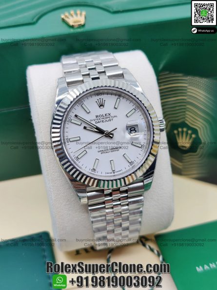 Rolex Datejust 41mm Super Clone Swiss Replica Watch | White Dial Ref 126334 | 3235 Swiss Movement - Image 3