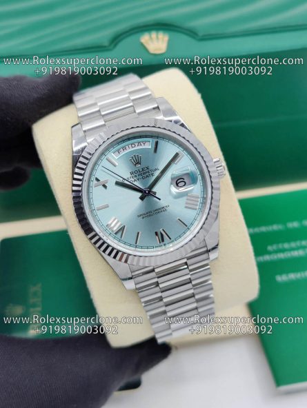 Rolex Day Date 40mm Super Clone Swiss Replica Watch | President Bracelet | Ice Blue Dial Ref 228236 | 3255 Swiss Movement - Image 3