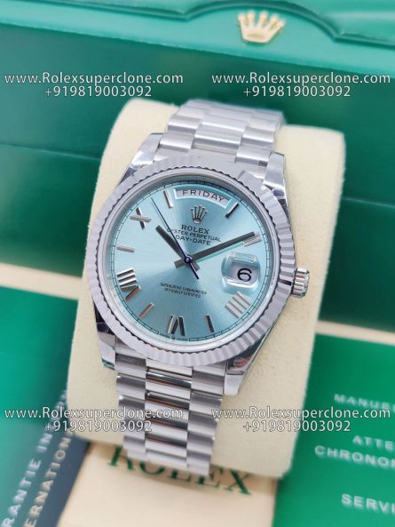 Rolex Day Date 40mm Super Clone Swiss Replica Watch | President Bracelet | Ice Blue Dial Ref 228236 | 3255 Swiss Movement - Image 4