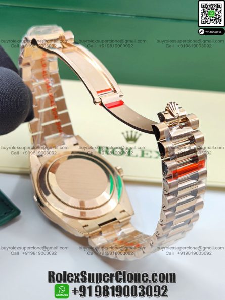 Rolex Day Date 40mm Super Clone Swiss Replica Watch | 18k Rose Gold President Bracelet | Chocolate Dial Ref 228235 | 3255 Swiss Movement - Image 5
