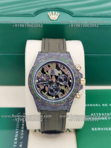 Rolex Daytona DIW Carbon Military Green Super Clone Swiss Replica Watch | Custom Made Limited Edition | 4130 Swiss Movement - Image 4