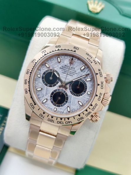 Rolex Daytona Meteorite Dial Super Clone Swiss Replica Watch | 18k Rose Gold Bracelet | Ref 116505 | 4130 Swiss Movement - Image 4