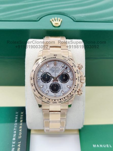 Rolex Daytona Meteorite Dial Super Clone Swiss Replica Watch | 18k Rose Gold Bracelet | Ref 116505 | 4130 Swiss Movement - Image 3