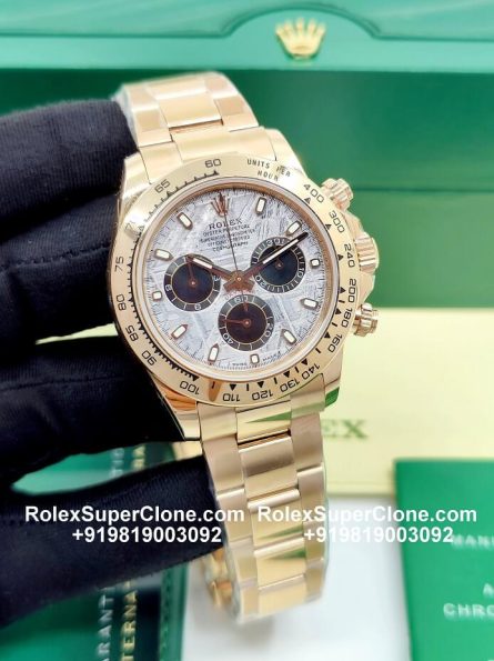 Rolex Daytona Meteorite Dial Super Clone Swiss Replica Watch | 18k Rose Gold Bracelet | Ref 116505 | 4130 Swiss Movement - Image 5