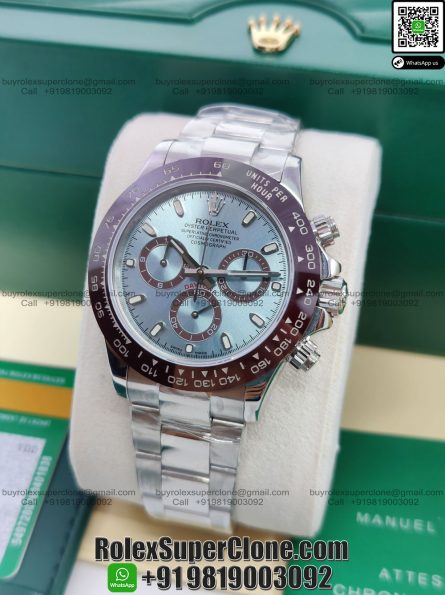 Rolex Daytona Ice Blue Dial Super Clone Swiss Replica Watch | Ref 116506 | 4130 Swiss Movement - Image 4