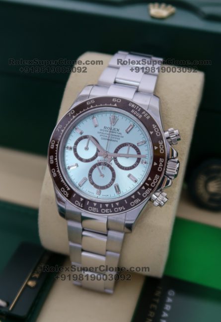 Rolex Daytona Ice Blue Dial with Baguette Diamonds Super Clone Swiss Replica Watch | Ref 126506 | 4131 Swiss Movement - Image 6