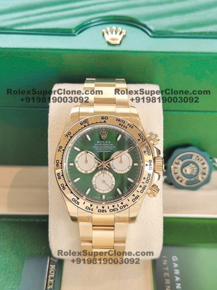 Rolex Daytona Green Sunburst Dial Super Clone Swiss Replica Watch | 18k Gold | Ref 126508 | 4131 Swiss Movement - Image 4
