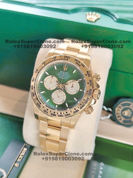 Rolex Daytona Green Sunburst Dial Super Clone Swiss Replica Watch | 18k Gold | Ref 126508 | 4131 Swiss Movement - Image 3