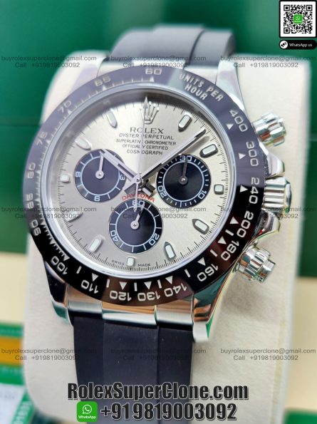 Rolex Daytona Super Clone Swiss Replica Watch | OysterFlex Rubber Strap | Ref 116519LN | 4130 Swiss Movement - Image 4