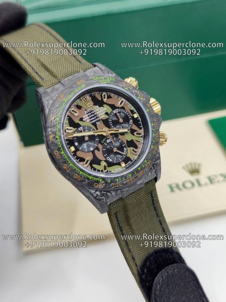 Rolex Daytona DIW Carbon Military Green Super Clone Swiss Replica Watch | Custom Made Limited Edition | 4130 Swiss Movement - Image 5