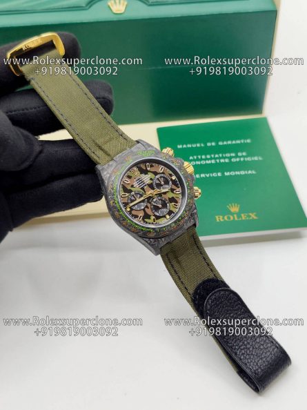 Rolex Daytona DIW Carbon Military Green Super Clone Swiss Replica Watch | Custom Made Limited Edition | 4130 Swiss Movement - Image 6