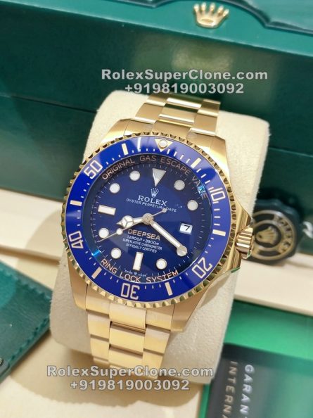 Rolex DEEPSEA 44mm Super Clone Swiss Replica Watch | 18k Gold Bracelet | Ref 136668LB | 3235 Swiss Movement - Image 3