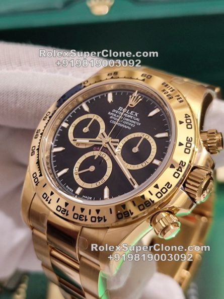 Rolex Daytona Black Dial Super Clone Swiss Replica Watch | 18k Gold | Ref 126508 | 4131 Swiss Movement - Image 4