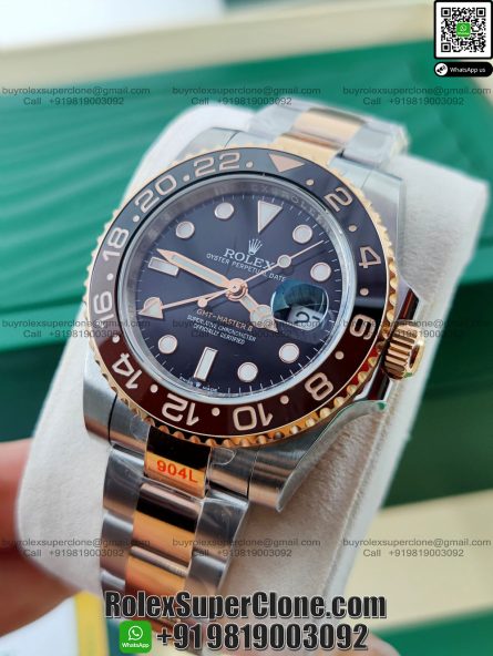 Rolex GMT Master II Root Beer Two Tone Super Clone Swiss Replica Watch | Ref 126711CHNR | 3285 Swiss Movement - Image 5