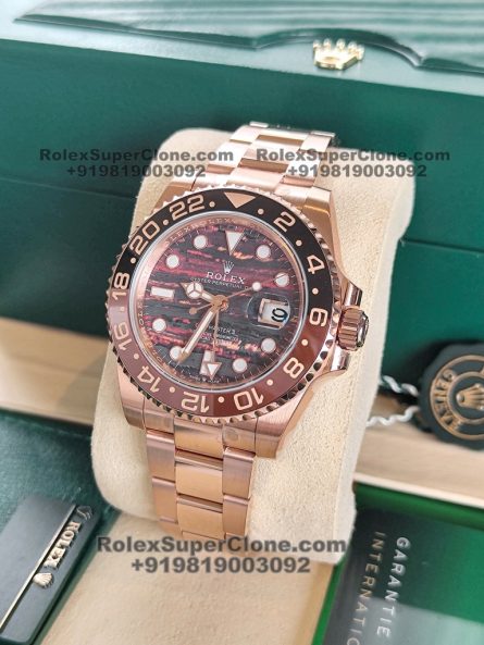 Rolex GMT Master II Tiger Iron Dial Super Clone Swiss Replica Watch | 18k Rose Gold | Ref 126715CHNR | 3285 Swiss Movement - Image 3