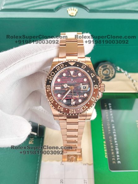 Rolex GMT Master II Tiger Iron Dial Super Clone Swiss Replica Watch | 18k Rose Gold | Ref 126715CHNR | 3285 Swiss Movement - Image 4