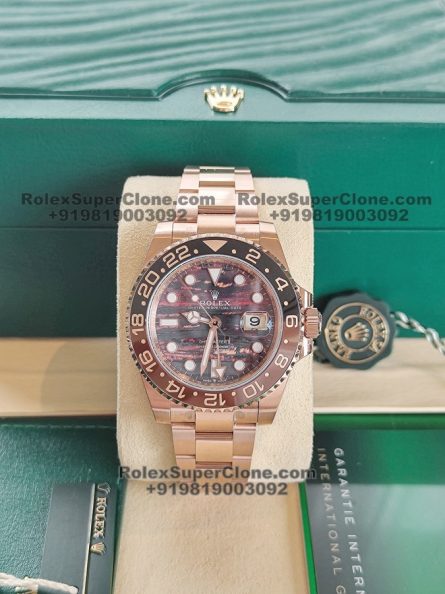 Rolex GMT Master II Tiger Iron Dial Super Clone Swiss Replica Watch | 18k Rose Gold | Ref 126715CHNR | 3285 Swiss Movement - Image 5