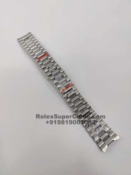 Rolex President Bracelet with Clasp Lock | 904L Steel with 18k White Gold Plating | For Rolex Day Date