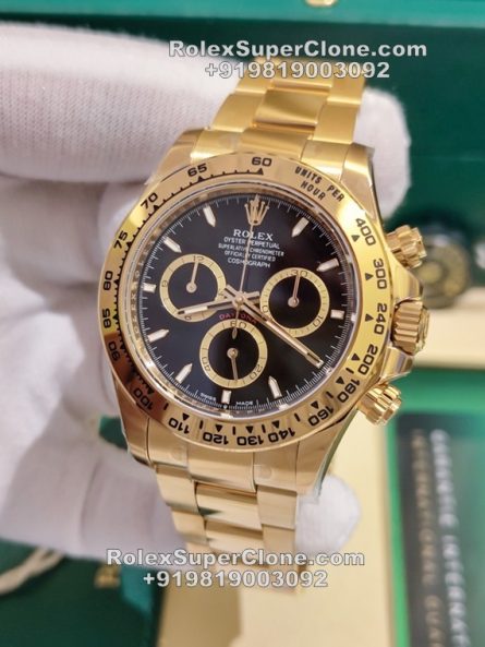 Rolex Daytona Black Dial Super Clone Swiss Replica Watch | 18k Gold | Ref 126508 | 4131 Swiss Movement - Image 3