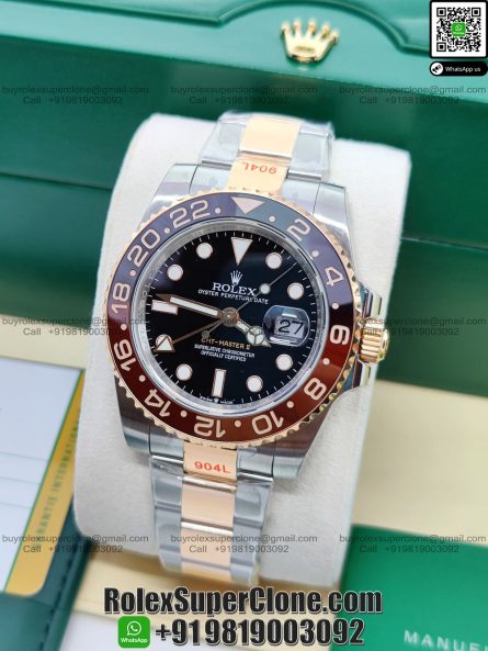 Rolex GMT Master II Root Beer Two Tone Super Clone Swiss Replica Watch | Ref 126711CHNR | 3285 Swiss Movement - Image 4