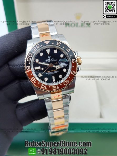 Rolex GMT Master II Root Beer Two Tone Super Clone Swiss Replica Watch | Ref 126711CHNR | 3285 Swiss Movement - Image 3