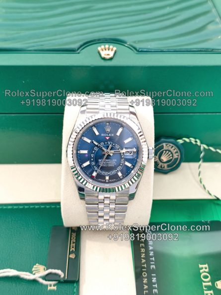 Rolex Sky-Dweller Blue Dial Super Clone Swiss Replica Watch | Jubilee Bracelet Ref 336934 | 9002 Swiss Movement - Image 3