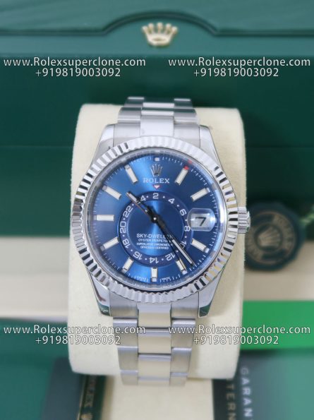 Rolex Sky-Dweller Blue Dial Super Clone Swiss Replica Watch | Oyster Bracelet Ref 336934 | 9002 Swiss Movement - Image 3