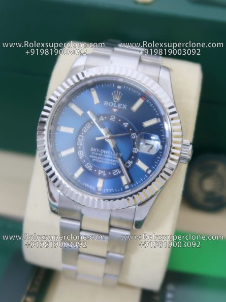 Rolex Sky-Dweller Blue Dial Super Clone Swiss Replica Watch | Oyster Bracelet Ref 336934 | 9002 Swiss Movement - Image 4