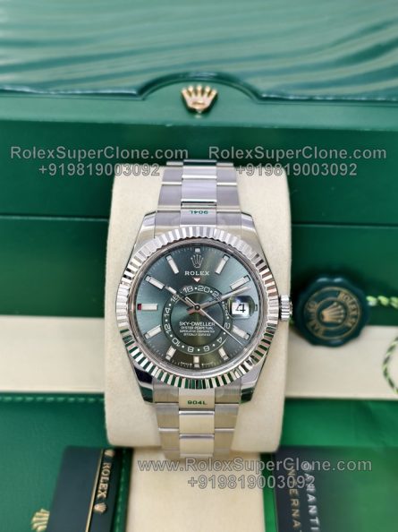 Rolex Sky-Dweller Green Dial Super Clone Swiss Replica Watch | Oyster Bracelet Ref 336934 | 9002 Swiss Movement - Image 3