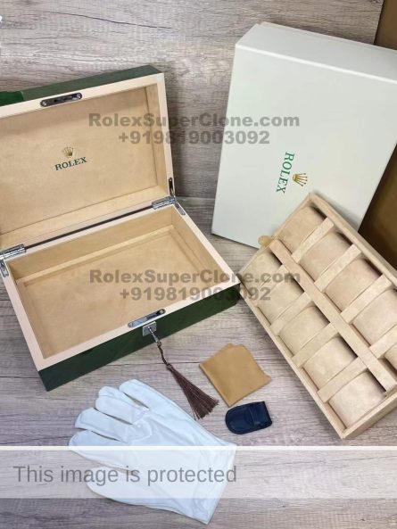 Rolex Watch Storage Box For 10 Watches | High Quality Lacquer-Finished Wooden Box with Keys and Gloves - Image 3