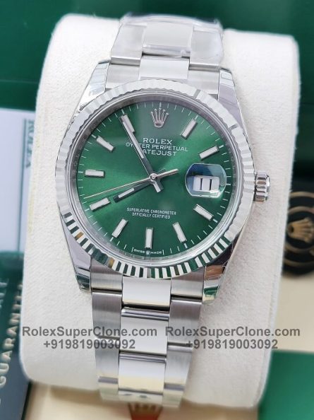 Rolex Datejust 36mm Super Clone Swiss Replica Watch | Mint Green Dial Ref 126234 | 3235 Swiss Movement