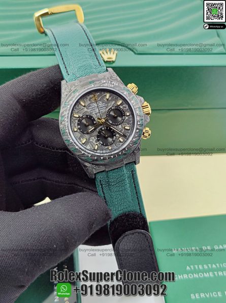 Rolex Daytona DIW Carbon Emerald Green Super Clone Swiss Replica Watch | Custom Made Limited Edition | 4130 Swiss Movement - Image 3